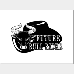 Mechanical Bull Riding Future Bull Rider Rodeo Lover Barrel Racing Western Posters and Art